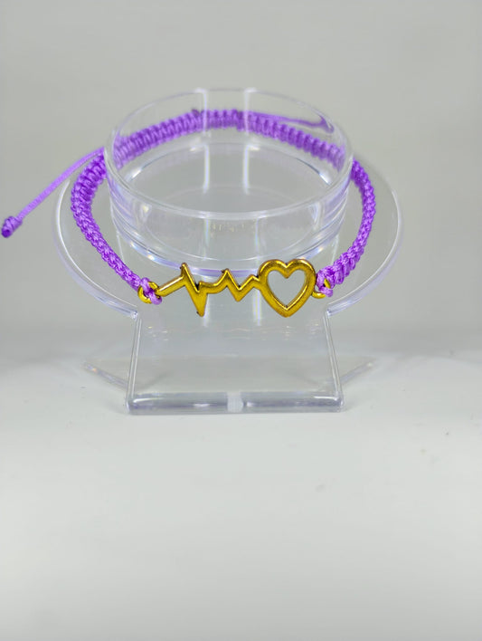 Hand knitted purple bracelet, love.